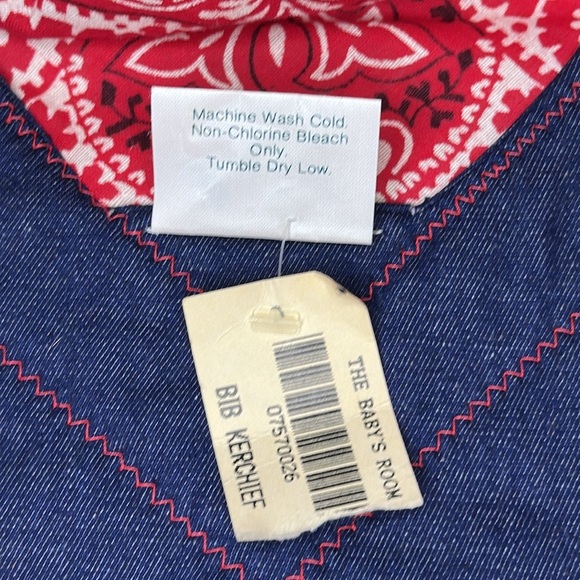 Children’s Red and Blue Cowboy Bandana Western Kerchief Bib - Picture 4 of 8